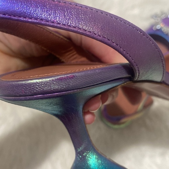 Amina Muaddi Begum crystal-embellished metallic leather slingback pumps size39.5 - Picture 14 of 15